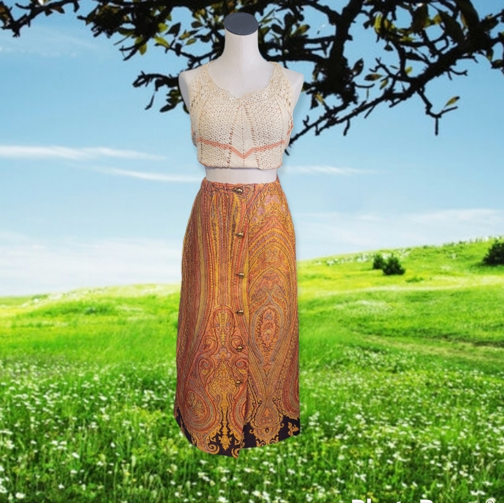Vintage 70s Quilted Maxi Skirt